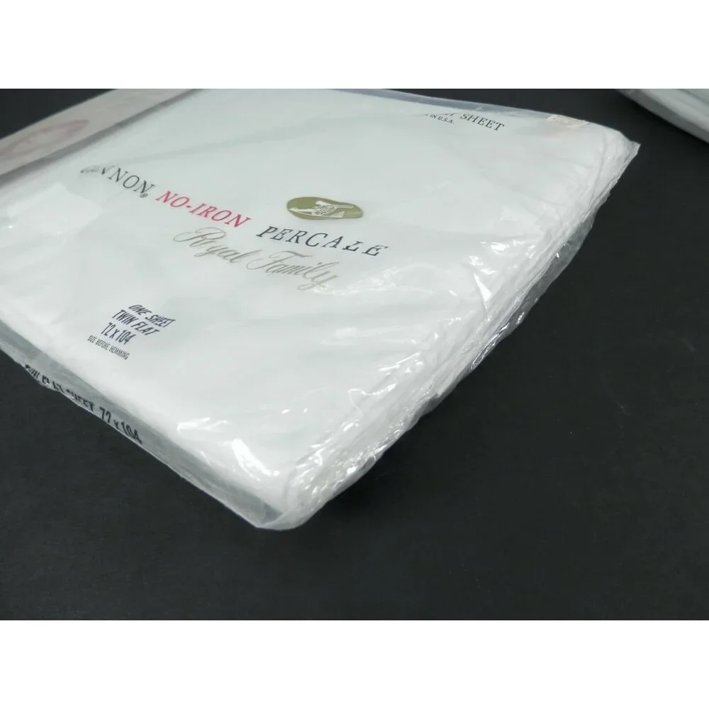 New Vintage 1 Flat Twin CANNON Royal Family White Bed Sheet NOS Percale USA Made